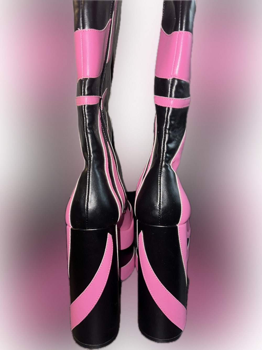 Current Mood Pink & Black Swirl Platform Knee-High Boots - Picture 3 of 5
